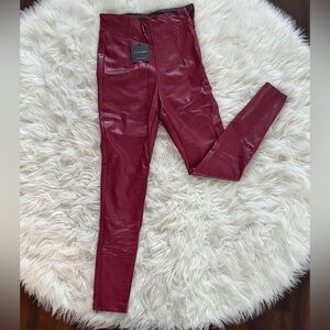 JLUXLABEL Small Malene Croc High Waisted Pants in Berry.